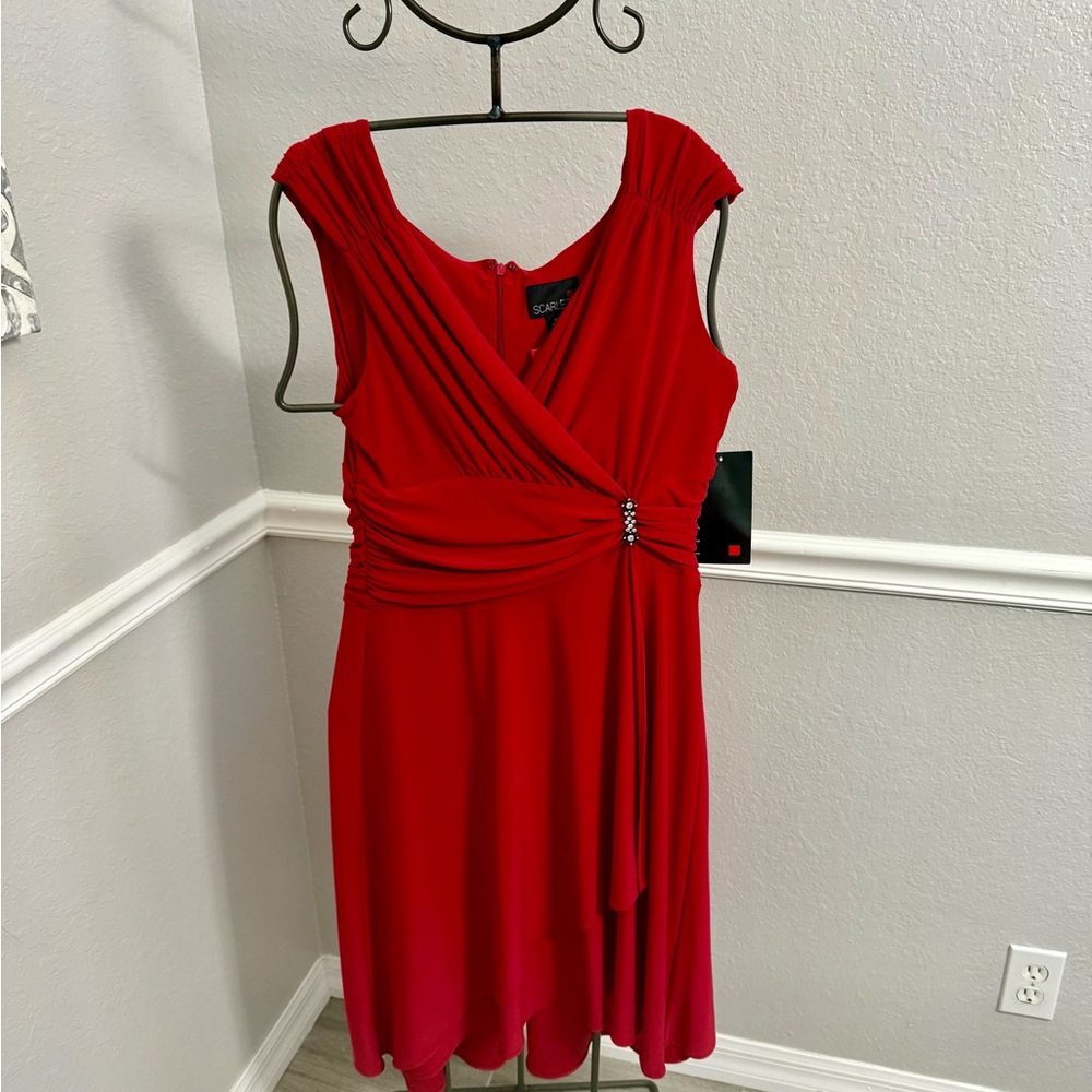 Scarlett Asymmetrical Dress in Vibrant Red